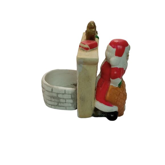 Vintage Santa Tealight Candle Holder Fireplace Toys Nostalgic Christmas Decor - Picture 3 of 12